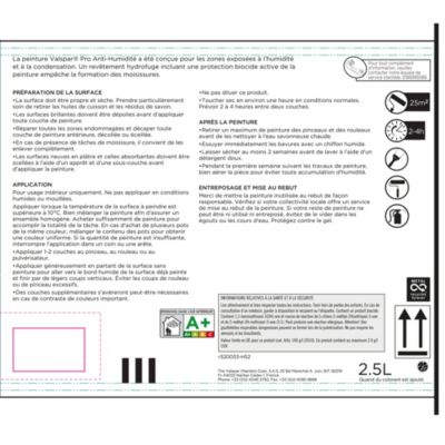 Peinture cuisine et salle de bains Valspar Pro satin base A 2,5L