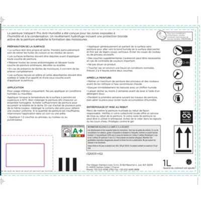 Peinture cuisine et salle de bains Valspar Pro satin base B 1L