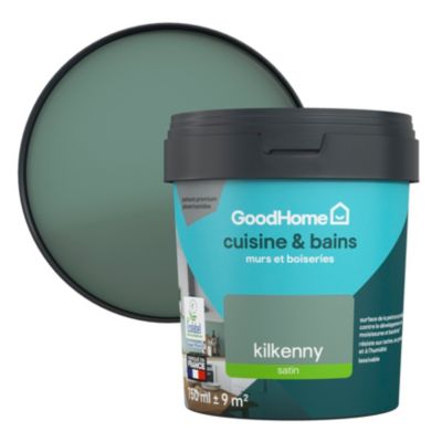 Peinture cuisine et salle de bains vert kilkenny satin GoodHome Premium 0.75 l