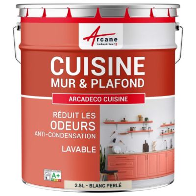 Peinture cuisine lavable, mur et plafondBlanc Perlé - RAL 1013 - 2.5 L - ARCANE INDUSTRIES