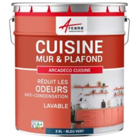 Peinture cuisine lavable, mur et plafondBleu vert - RAL  5001 - 2.5 L - ARCANE INDUSTRIES
