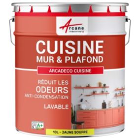 Peinture cuisine lavable, mur et plafondJaune soufre - RAL 1016 - 10 L - ARCANE INDUSTRIES