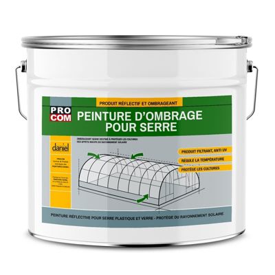 Peinture d'ombrage pour serre classique, durée d'ombrage 8 mois, produit filtrant pour serre verre et plastique PROCOM-250-Blanc
