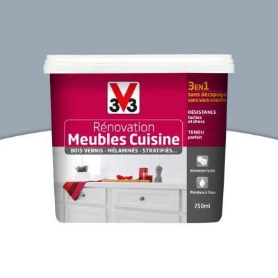 Peinture De Renovation Meubles Cuisine V33 Bleu Lin Satin 0 75l Castorama