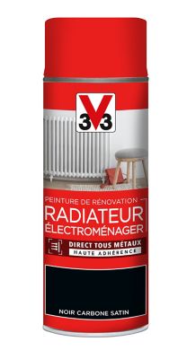 Peinture de rénovation aérosol radiateur électroménager V33 noir carbone satin 400ml