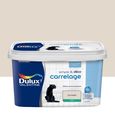 Peinture de rénovation carrelage beige lin ivoire satin Dulux Valentine Simple & Déco 2 L