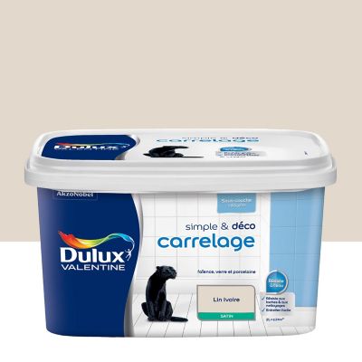 Peinture de rénovation carrelage beige lin ivoire satin Dulux Valentine Simple & Déco 2 L