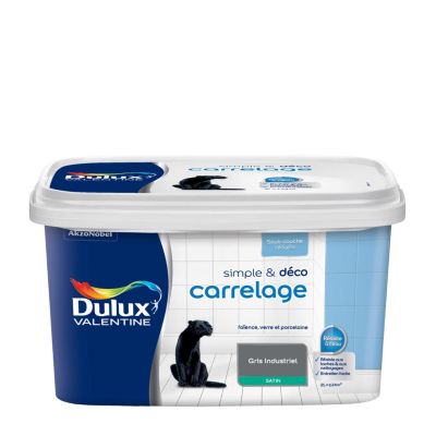 Peinture de rénovation carrelage gris industriel satin Dulux Valentine Simple & Déco 2 L