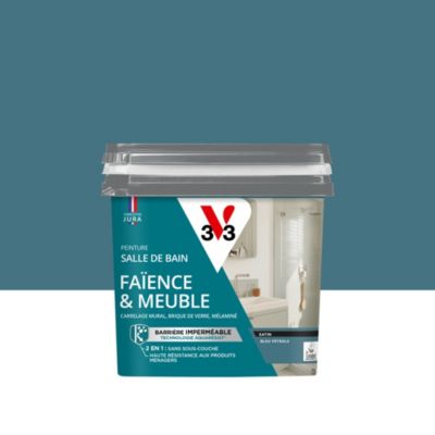 Peinture de rénovation faïence et meuble de salle de bain V33 bleu pétrole satin 750ml