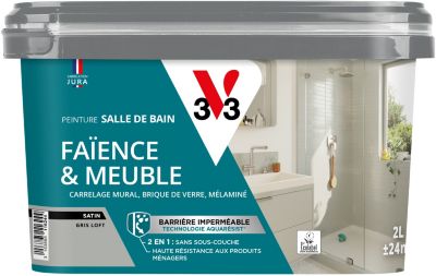 Peinture de rénovation faïence et meuble de salle de bain V33 gris loft satin 2L