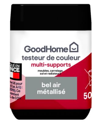 Peinture de rénovation GoodHome multi-supports brillant argent Bel Air 70ml