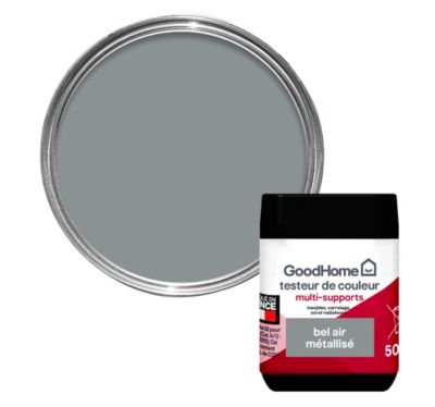 Peinture de rénovation GoodHome multi-supports brillant argent Bel Air 70ml