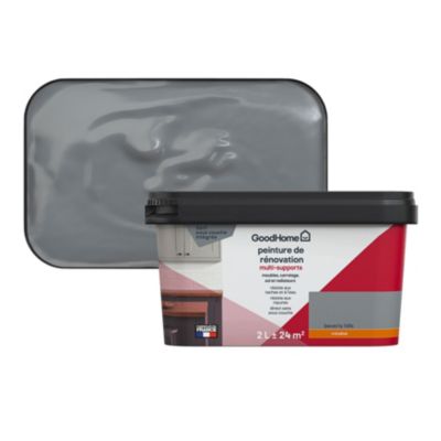 Peinture de rénovation GoodHome multi-supports mat gris Delaware 2L