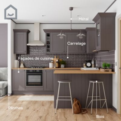 Peinture de rénovation GoodHome multi-supports brillant gris Pasadena 750ml