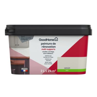 Peinture de rénovation GoodHome multi-supports satin beige Cancún 2L