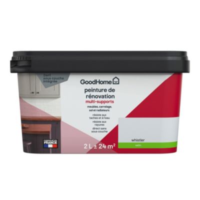 Peinture de rénovation GoodHome multi-supports satin blanc Whistler 2L