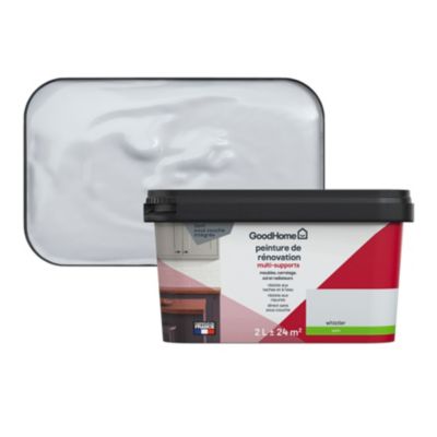 Peinture de rénovation GoodHome multi-supports satin blanc Whistler 2L