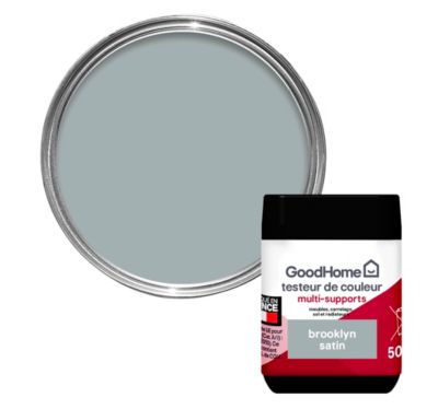 Peinture de rénovation GoodHome multi-supports satin gris Brooklyn 50ml