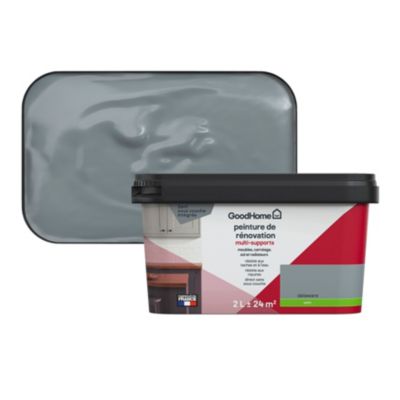 Peinture de rénovation GoodHome multi-supports satin gris Delaware 2L