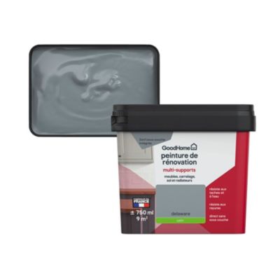 Peinture de rénovation GoodHome multi-supports satin gris Delaware 750ml