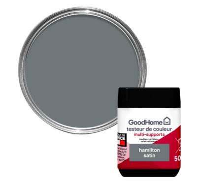 Peinture de rénovation GoodHome multi-supports satin gris Hamilton 50ml