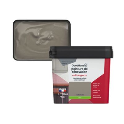 Peinture de rénovation GoodHome multi-supports satin marron Caracas 750ml