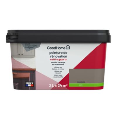 Peinture de rénovation GoodHome multi-supports satin marron Córdoba 2L