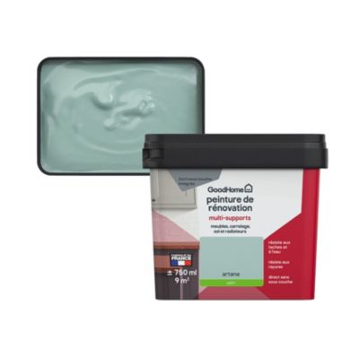 Peinture de rénovation GoodHome multi-supports satin vert Artane 750ml