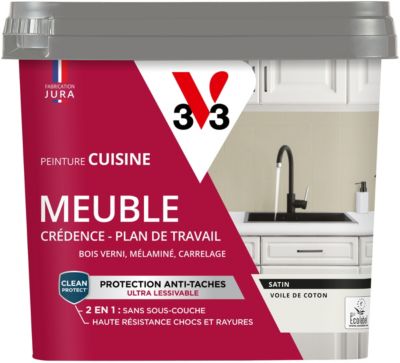 Peinture de rénovation meuble cuisine V33 beige voile de coton satin 750ml