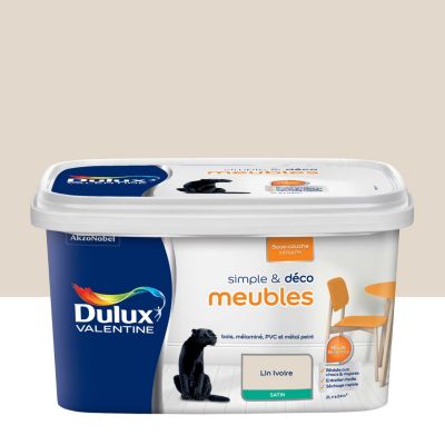 Peinture de rénovation meubles beige lin ivoire satin Dulux Valentine Simple & Déco 2 L