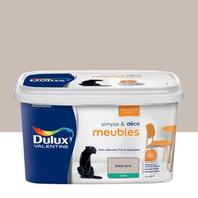 Peinture de rénovation meubles beige sable gris satin Dulux Valentine Simple & Déco 2 L