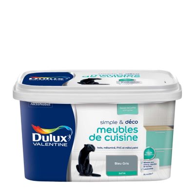 Peinture de rénovation meubles de cuisine bleu gris satin Dulux Valentine Simpe & Déco 2 L