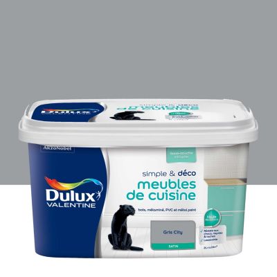 Peinture de rénovation meubles de cuisine gris city satin Dulux Valentine Simpe & Déco 2 L