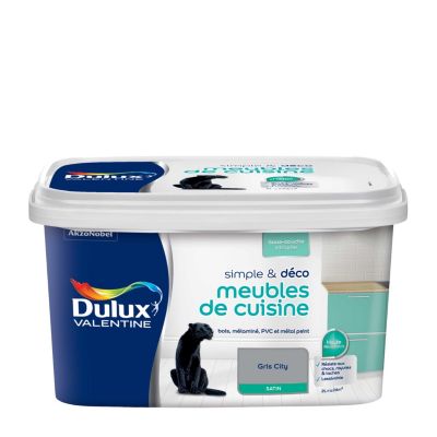 Peinture de rénovation meubles de cuisine gris city satin Dulux Valentine Simpe & Déco 2 L