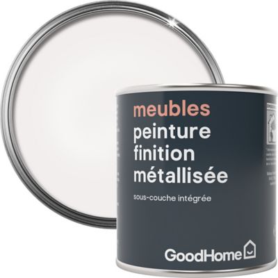 Peinture de rénovation meubles GoodHome blanc Calabasas métallisé 125ml