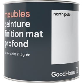 Peinture de rénovation meubles GoodHome blanc North Pole mat profond 0,5L