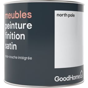 Peinture de rénovation meubles GoodHome blanc North Pole satin 0,5L