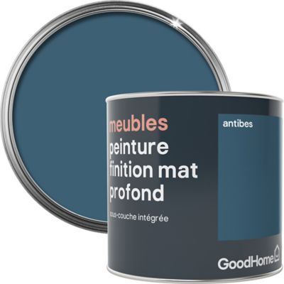 Peinture de rénovation meubles GoodHome bleu Antibes mat profond 0,5L