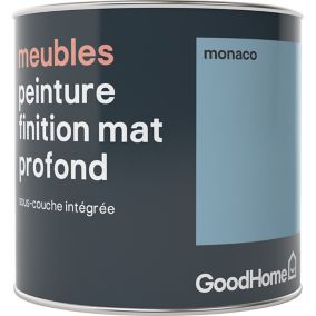 Peinture de rénovation meubles GoodHome bleu Monaco mat profond 0,5L