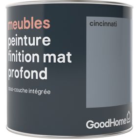 Peinture de rénovation meubles GoodHome gris Cincinnati mat profond 0,5L