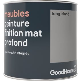 Peinture de rénovation meubles GoodHome gris Long Island mat profond 0,5L