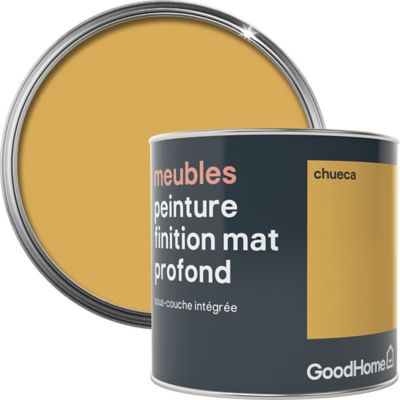 Peinture de rénovation meubles GoodHome jaune Chueca mat profond 0,5L