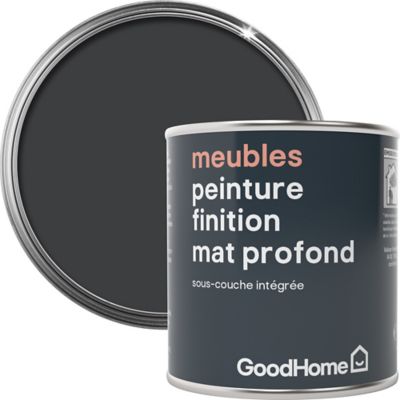Peinture de rénovation GoodHome multi-supports mat noir Liberty noir 750ml