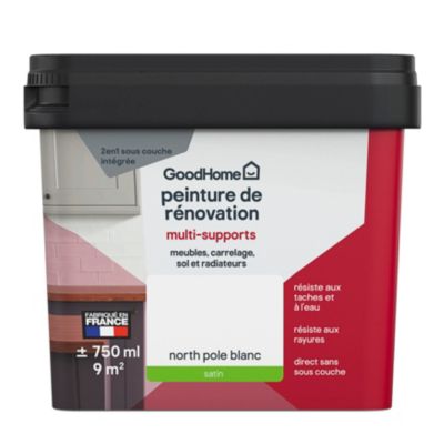 Peinture de rénovation multi-supports blanc north pole satin GoodHome 750ml