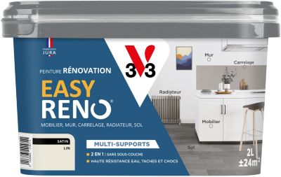 Peinture de rénovation multi-supports V33 Easy Reno beige lin satin 2L