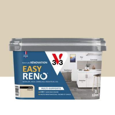 Peinture de rénovation multi-supports V33 Easy Reno beige praliné satin 2L