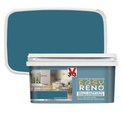 Peinture de rénovation multi-supports V33 Easy Reno bleu batik satin 2L