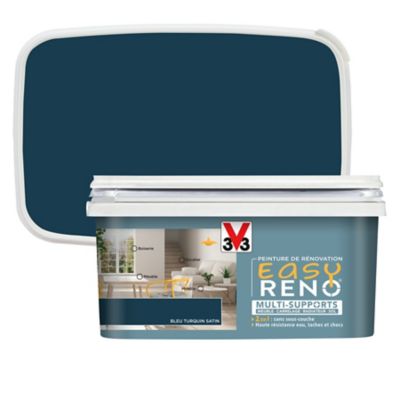 Peinture de rénovation multi-supports V33 Easy Reno bleu turquin satin 2L