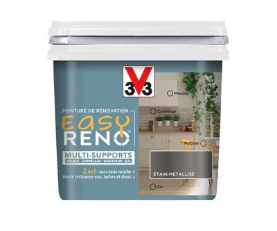 Peinture de rénovation multi-supports V33 Easy Reno étain métallisé 0,75L