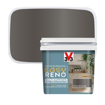 Peinture de rénovation multi-supports V33 Easy Reno étain métallisé 0,75L